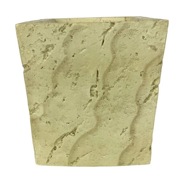Faux Stone Tissue Box Cover Beige Square Handpainted Rustic Bathroom Decor - Picture 5 of 7